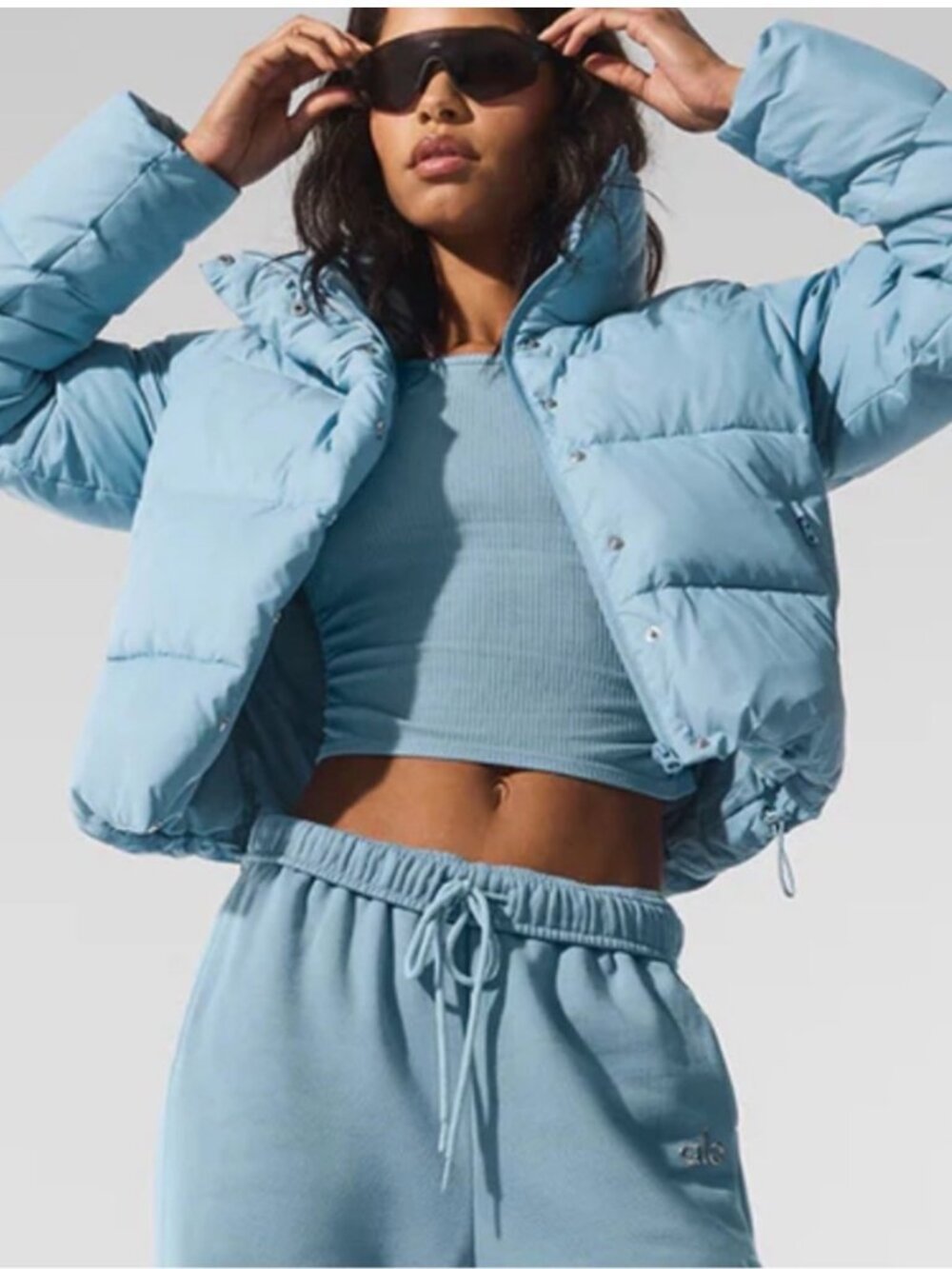 NWT Alo Yoga Gold Rush Puffer Jacket Celestial Blue Sizes M & L Sold Out